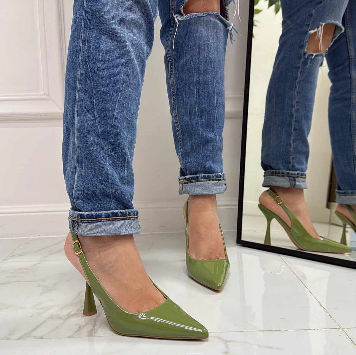 Ventaglio Pieghevole Donna Piccolo 21,7 Cm - Gradiente Verde, Stile Classico