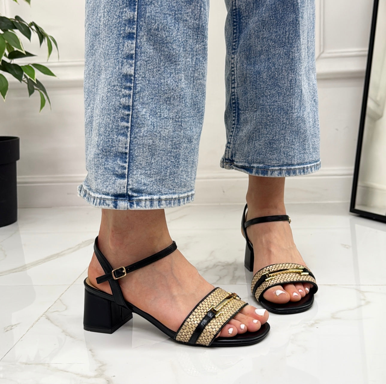 Mabel - Scarpa Donna Sandalo Tacco Quadrato Nero
