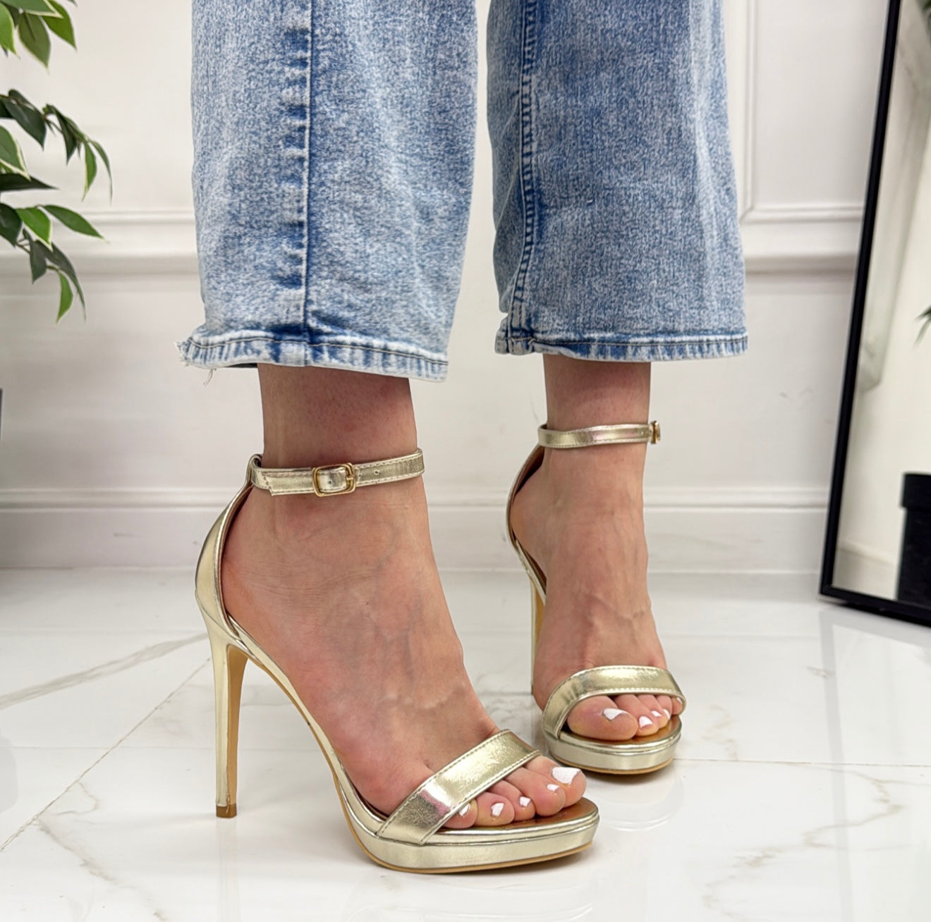 Simy - Sandalo Donna Scarpa Tacco Alto Oro