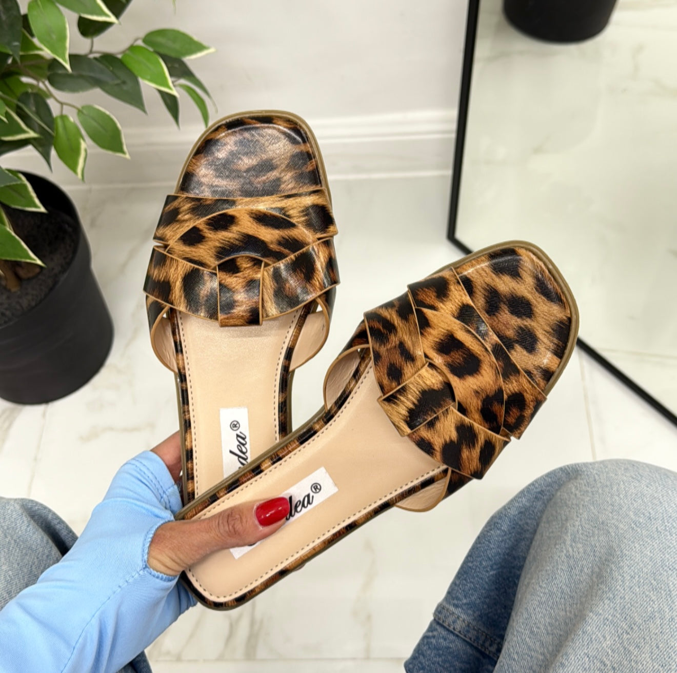 Elettra - Sandalo Ciabatte Donna Casual Comode Leopardato