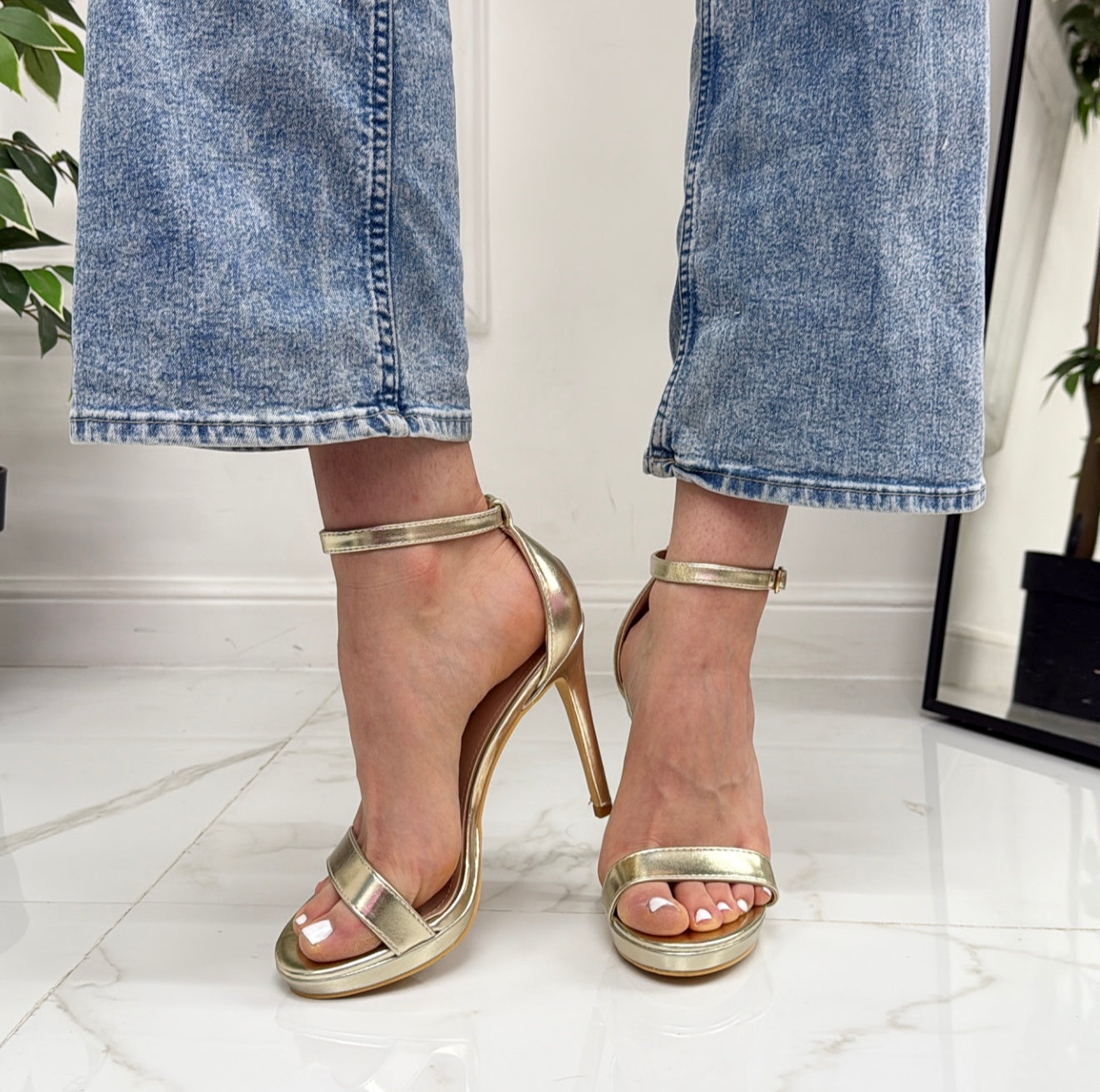 Simy - Sandalo Donna Scarpa Tacco Alto Oro