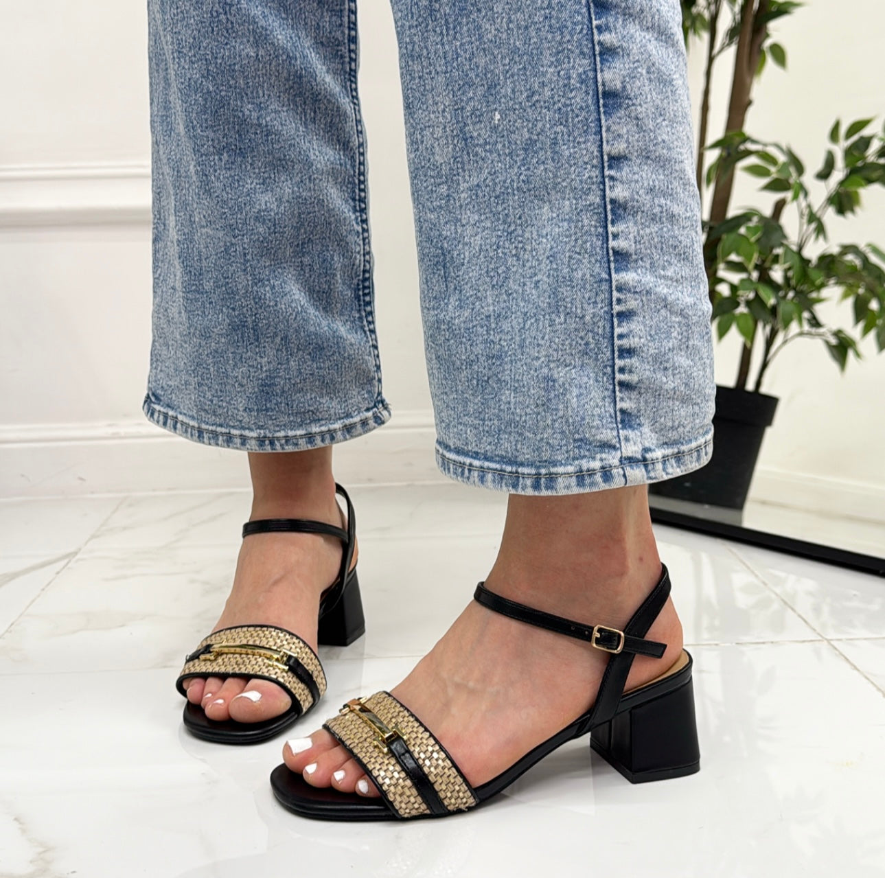 Mabel - Scarpa Donna Sandalo Tacco Quadrato Nero