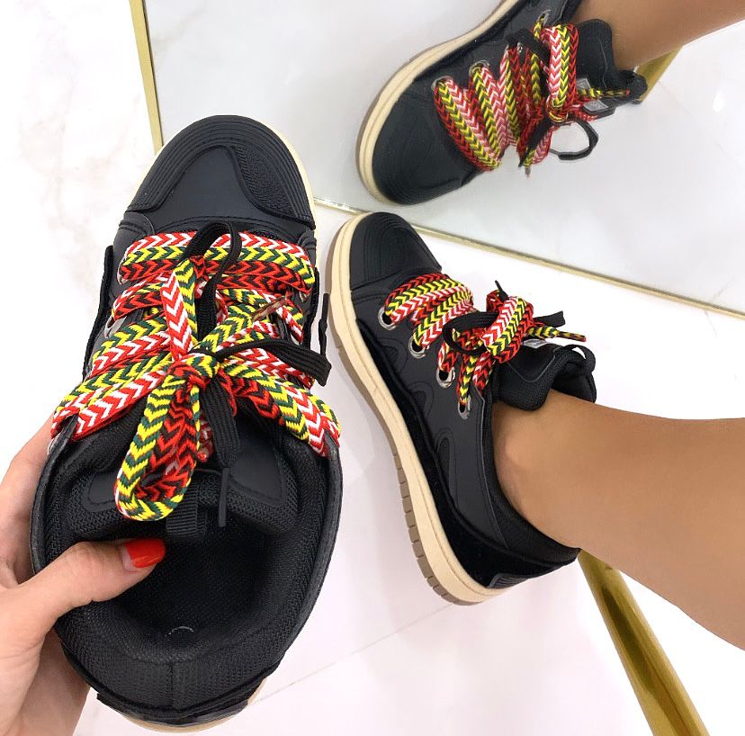 Lavy - Sneakers Donna Scarpe Ginnastica Lacci Multicolore Casual Comodo Nero