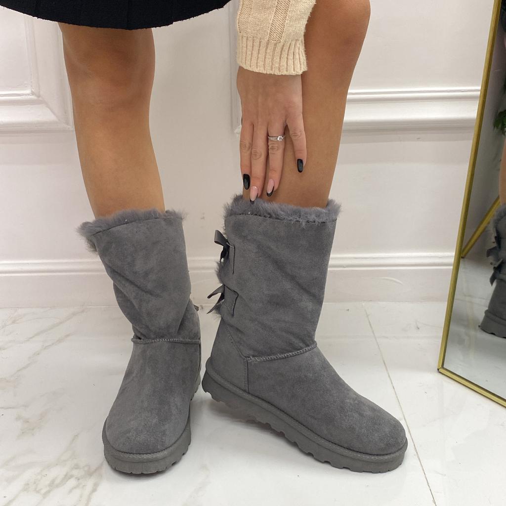 Texy - Stivaletto Eskimo Boots Fiocchi Comodo Grigio