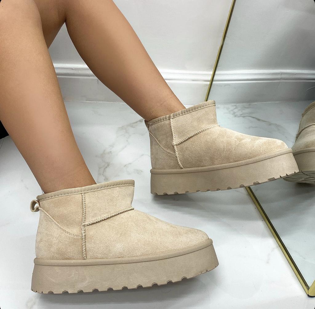 Yumi - Stivaletto Eskimo Boots Gomma Alta Beige