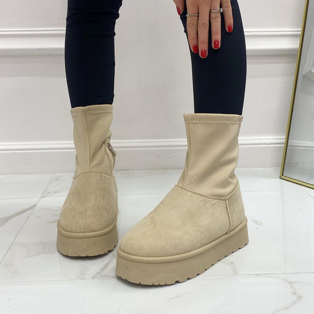 Katrine - Stivaletto Eskimo Boots Comodo Elasticizzato Beige