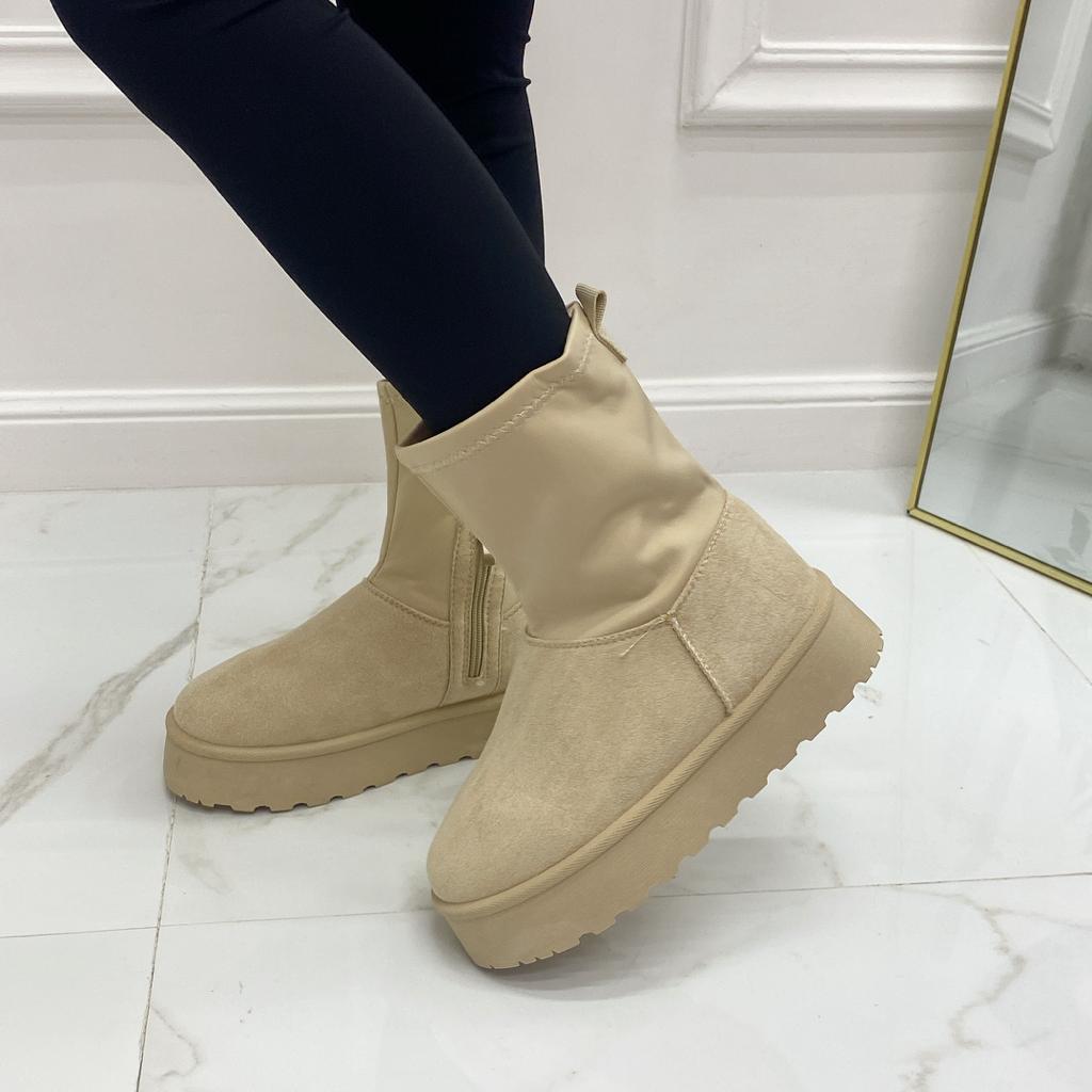 Katrine - Stivaletto Eskimo Boots Comodo Elasticizzato Beige