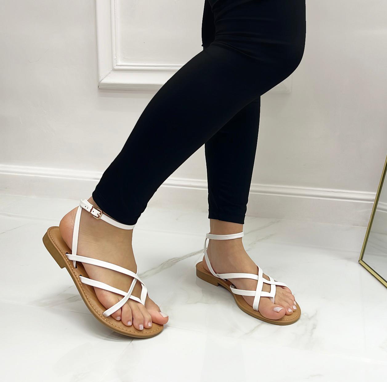 Freya - Sandalo Donna Basso Fasce Incroci Bianco