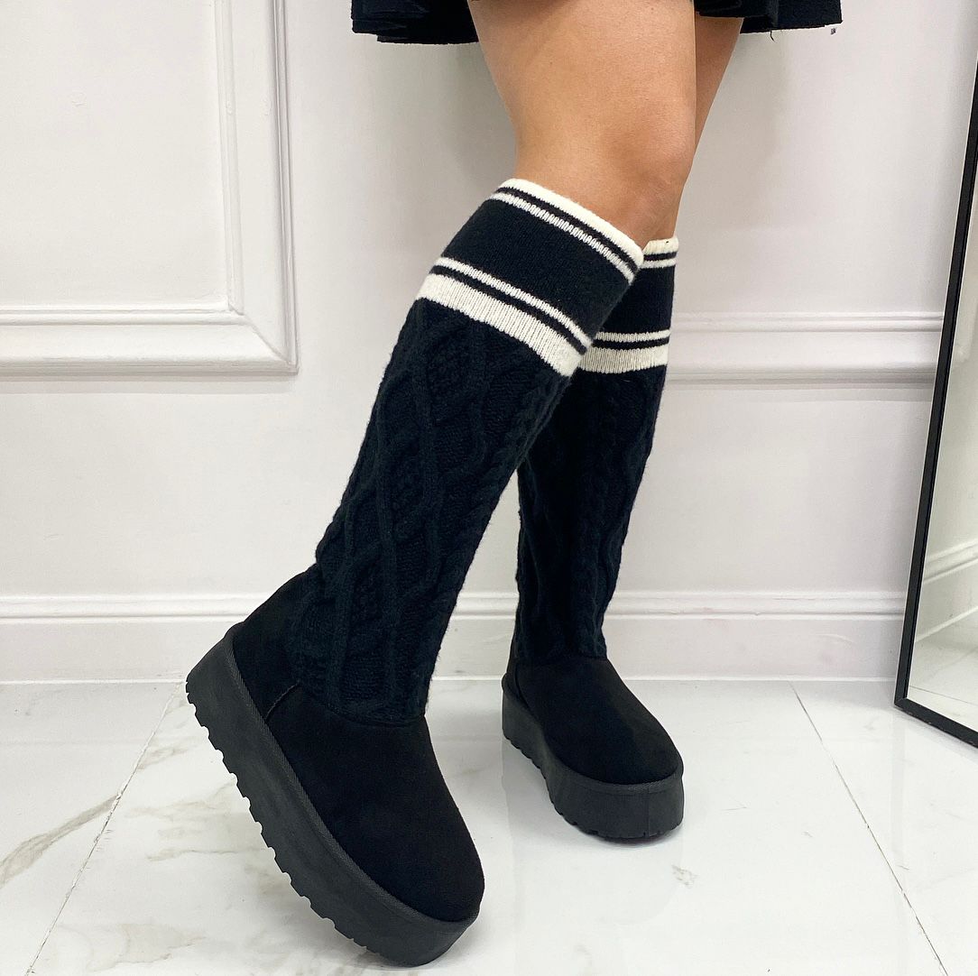 Asia - Stivaletto Eskimo Boots Calzino Alto Gomma Nero