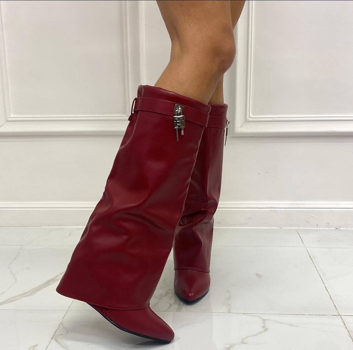 Moira - Stivale Donna Scarpe Zeppa Punta Tonda Bordeaux