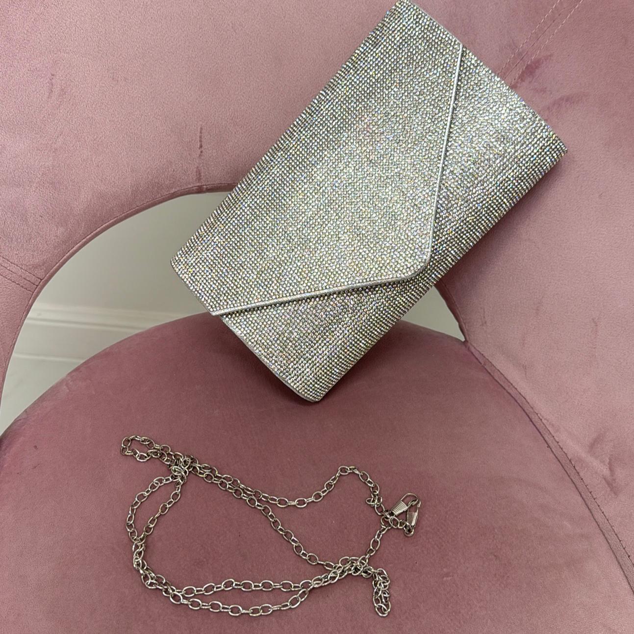 Valencia - Pochette Borsa Donna Strass Elegante Argento