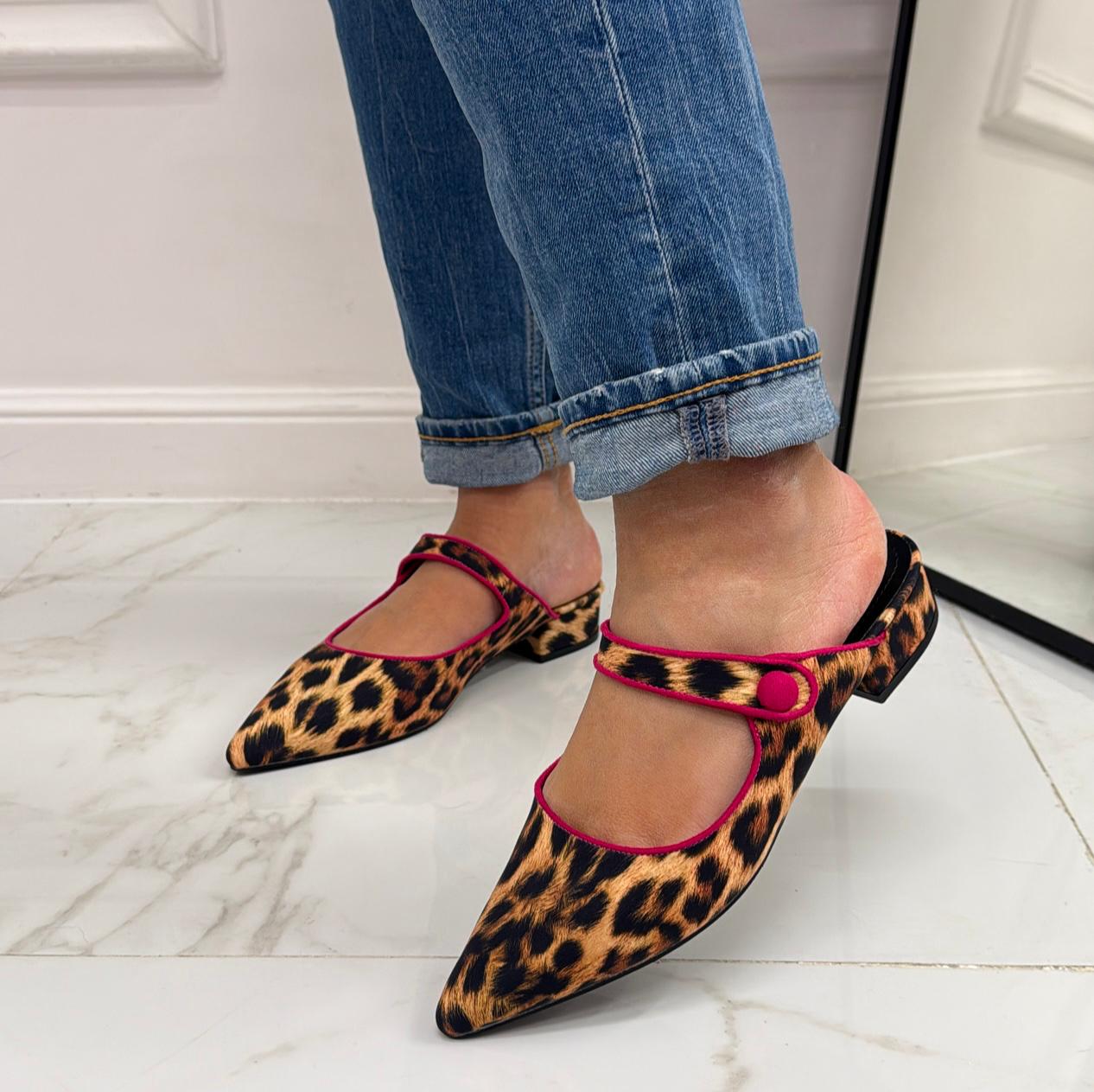 Birk - Sabot Pantofolina Donna Punta Tallone Scoperto Leopard-fucsia