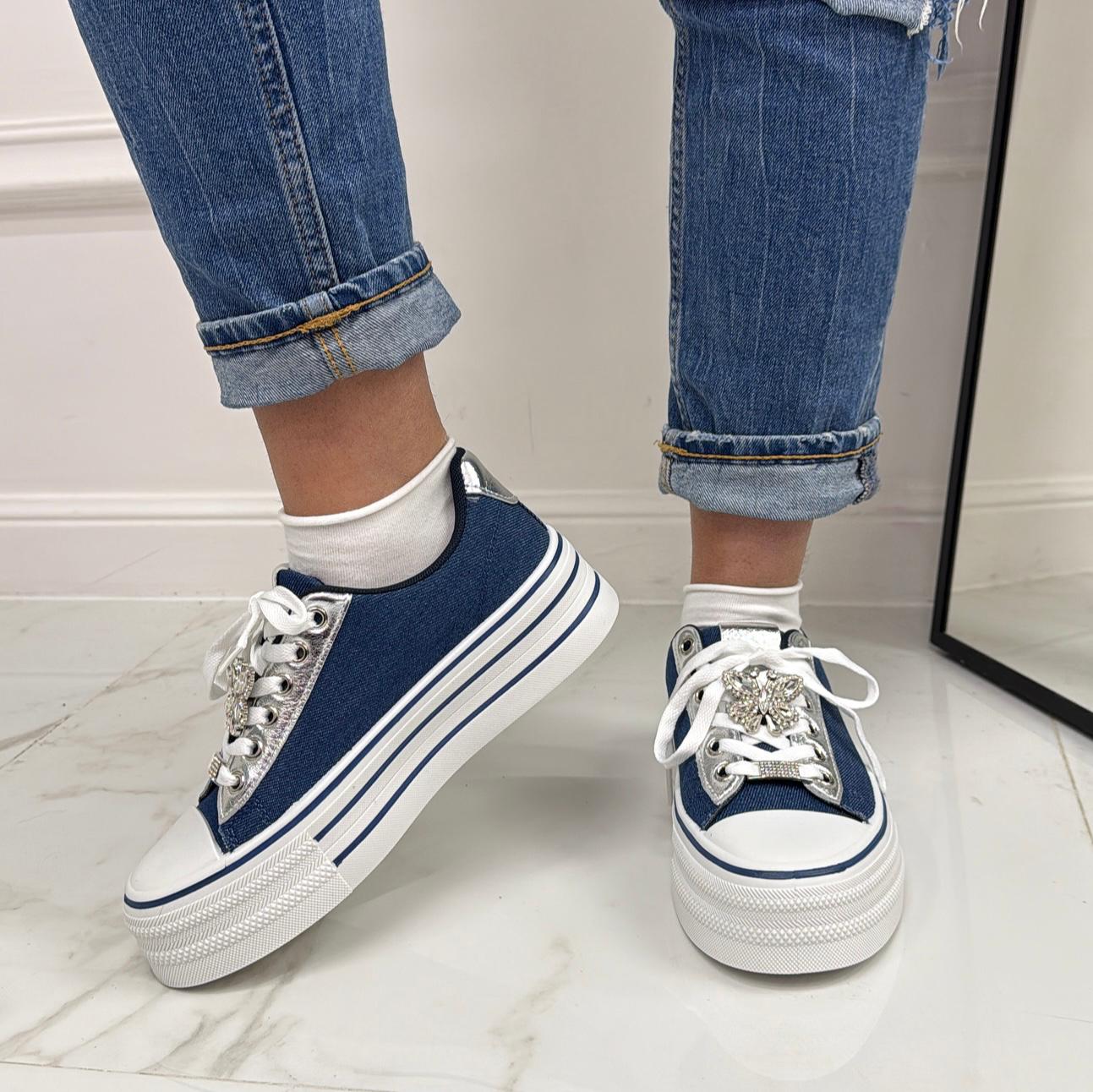 Addison - Sneakers Donna Scarpe Ginnastica Lacci Casual Comodo Jeans