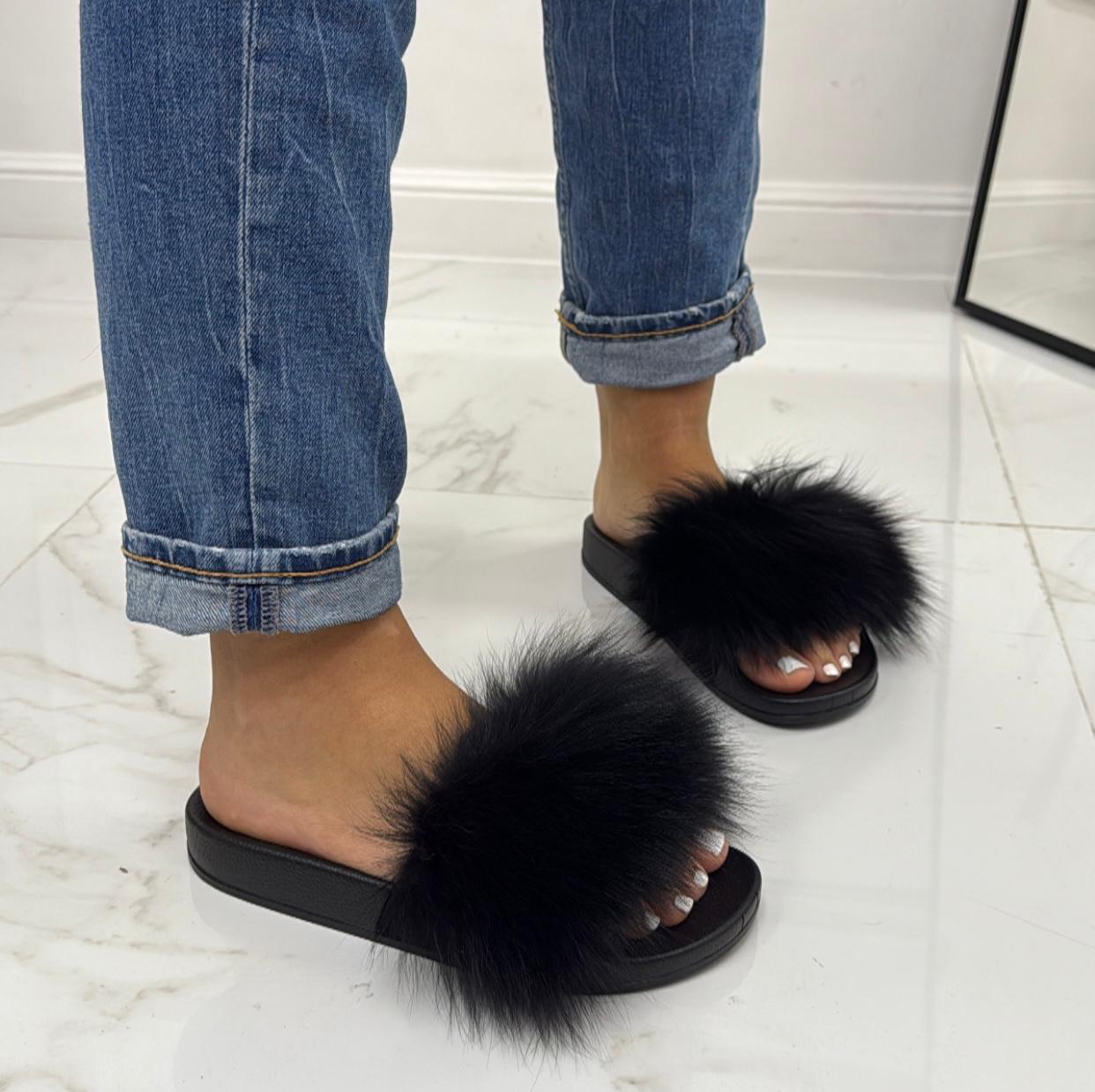 Fur - Sandalo Ciabatte Donna Casual Comode Nero