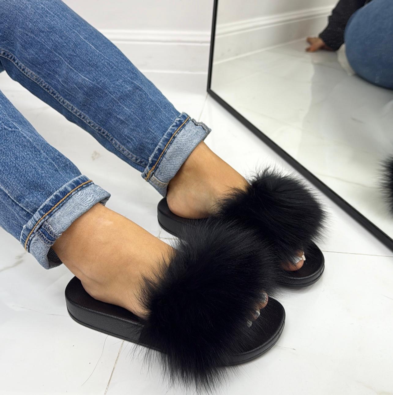 Fur - Sandalo Ciabatte Donna Casual Comode Nero