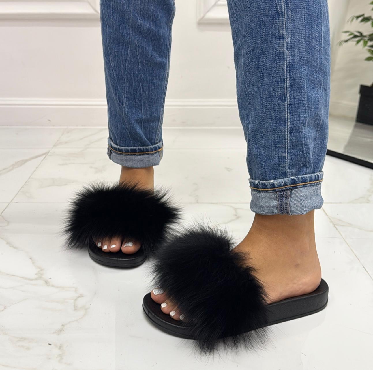 Fur - Sandalo Ciabatte Donna Casual Comode Nero