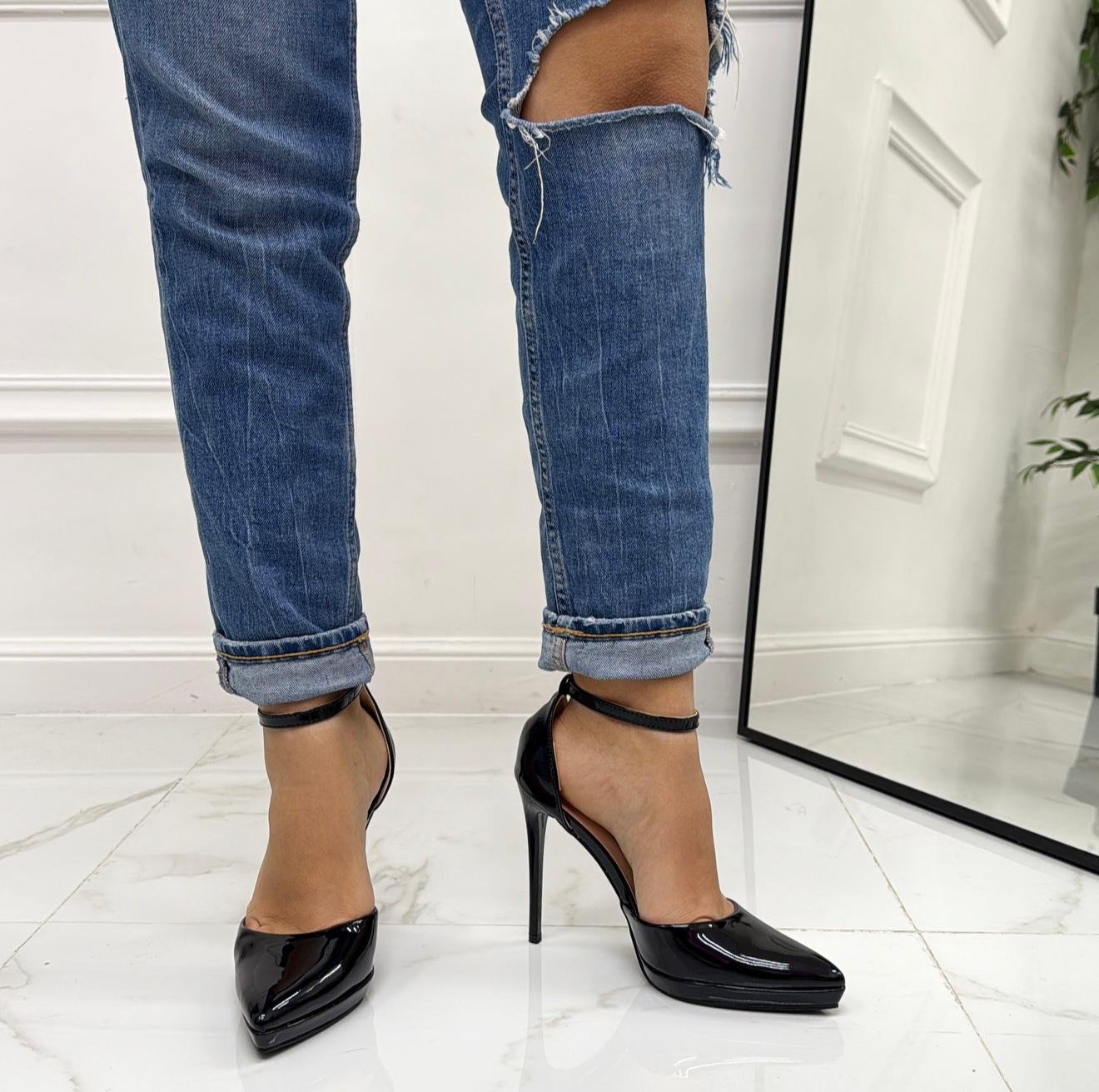 Giusy -  Decolleté Donna Scarpe Tacco Punta Plateau Casual Elegante Nero