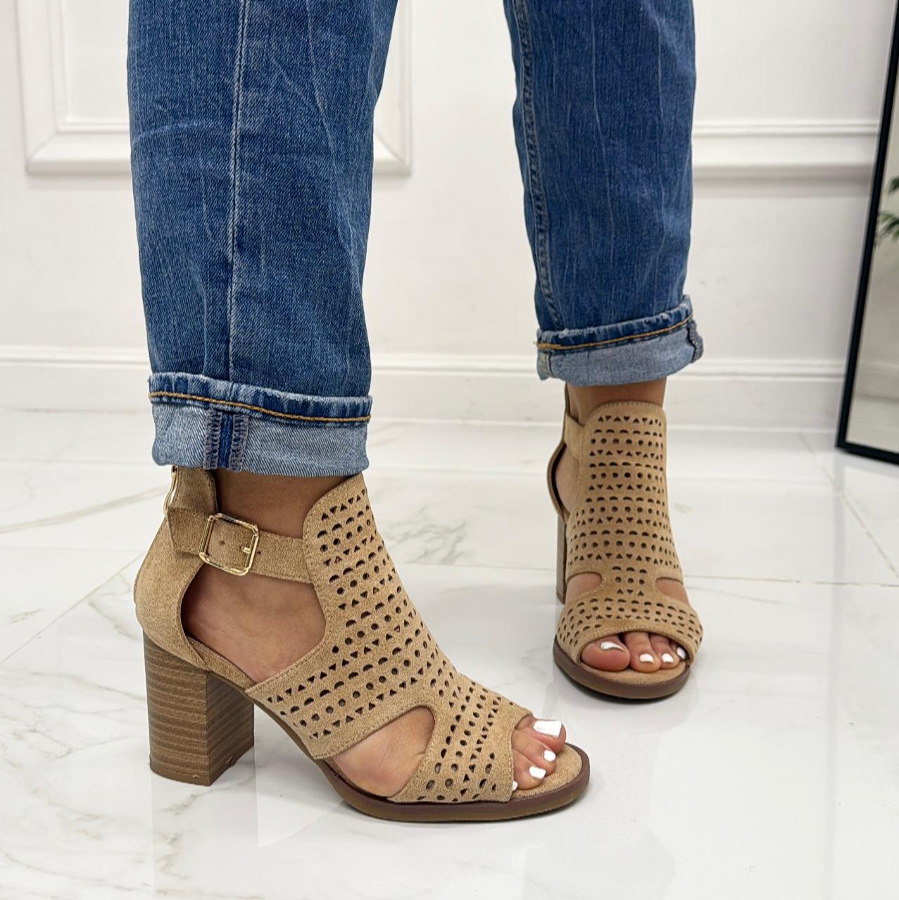 Sophie - Scarpa Donna Stivaletto Tacco Quadrato Beige