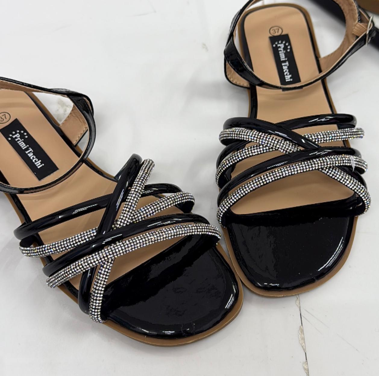 Kalifa - Sandali Donna Casual Comodo Strass Nero