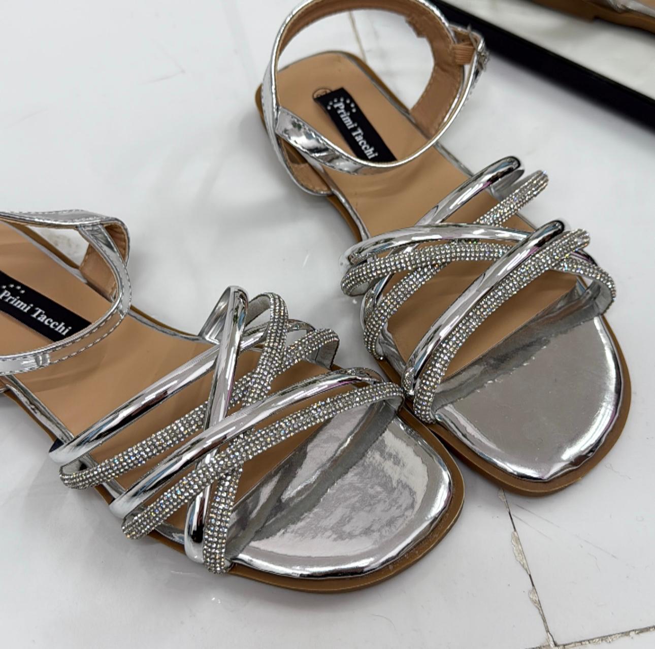 Kalifa - Sandali Donna Casual Comodo Strass Argento