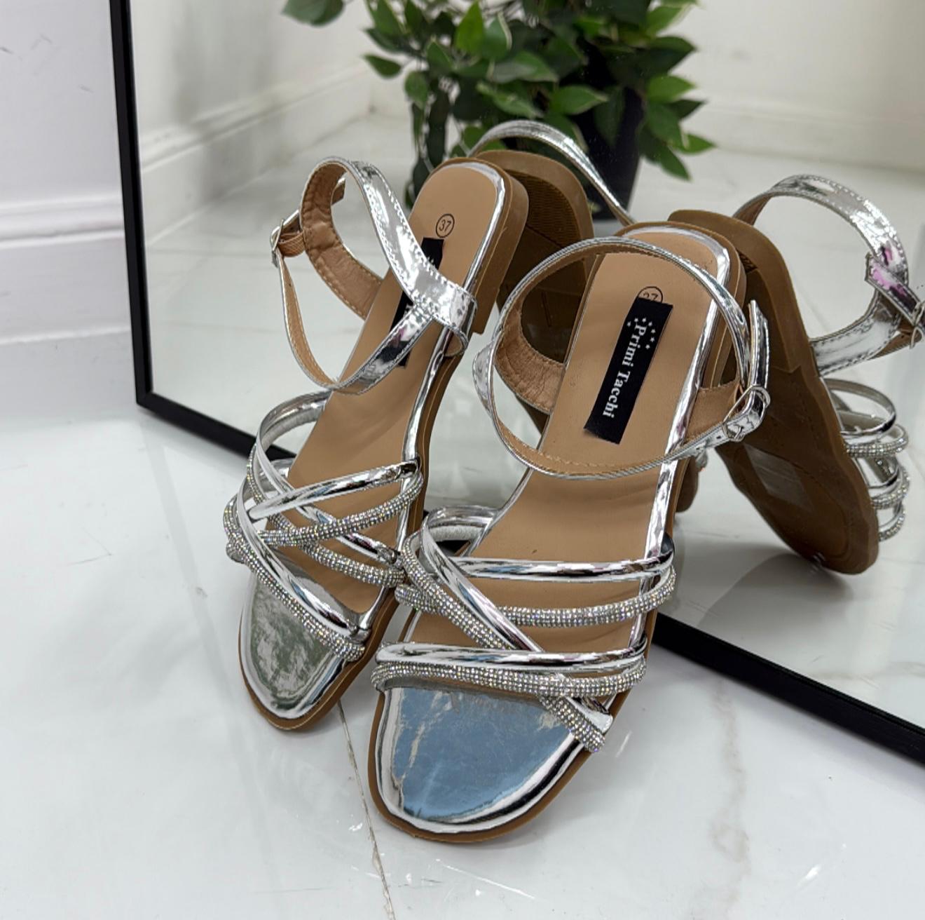 Kalifa - Sandali Donna Casual Comodo Strass Argento