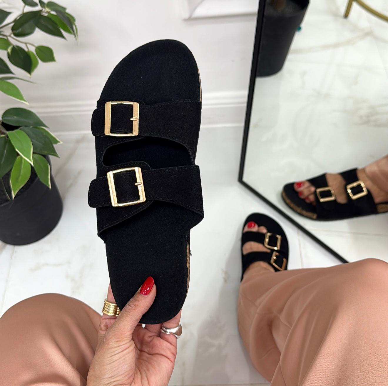 Misha - Sandalo Ciabatte Donna Casual Comode Nero