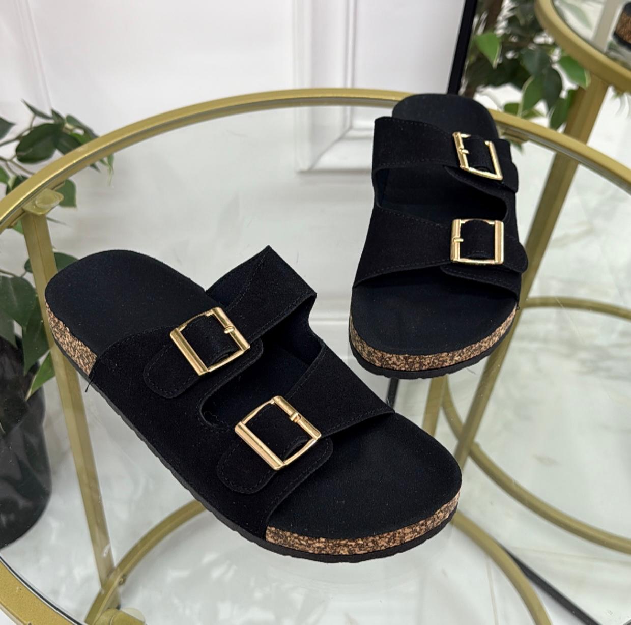 Misha - Sandalo Ciabatte Donna Casual Comode Nero