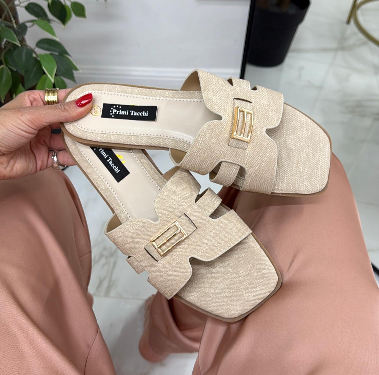 Aglaia - Sandalo Ciabatte Donna Casual Comode Beige