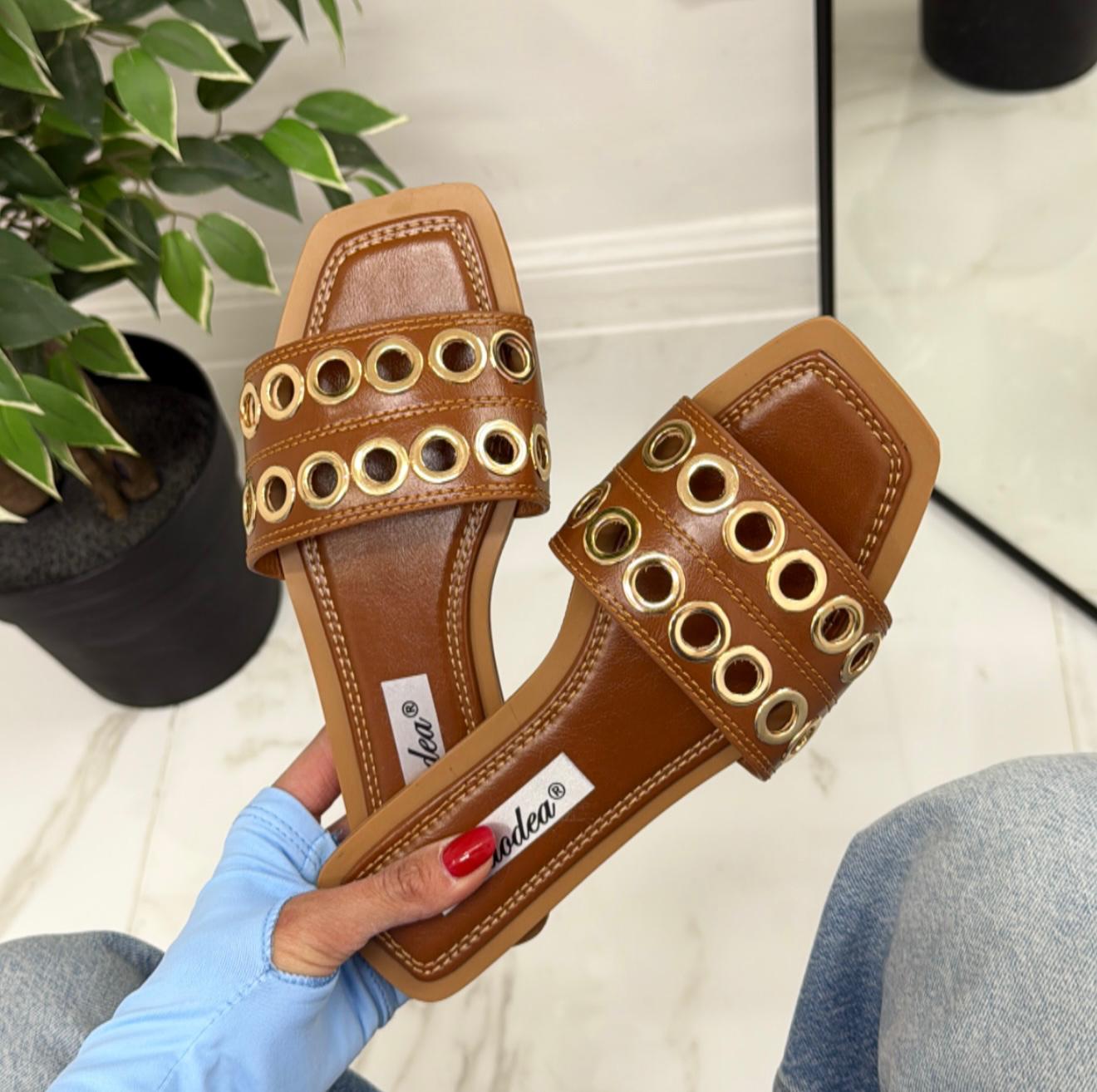 Violante - Sandalo Ciabatte Donna Casual Comode Marrone