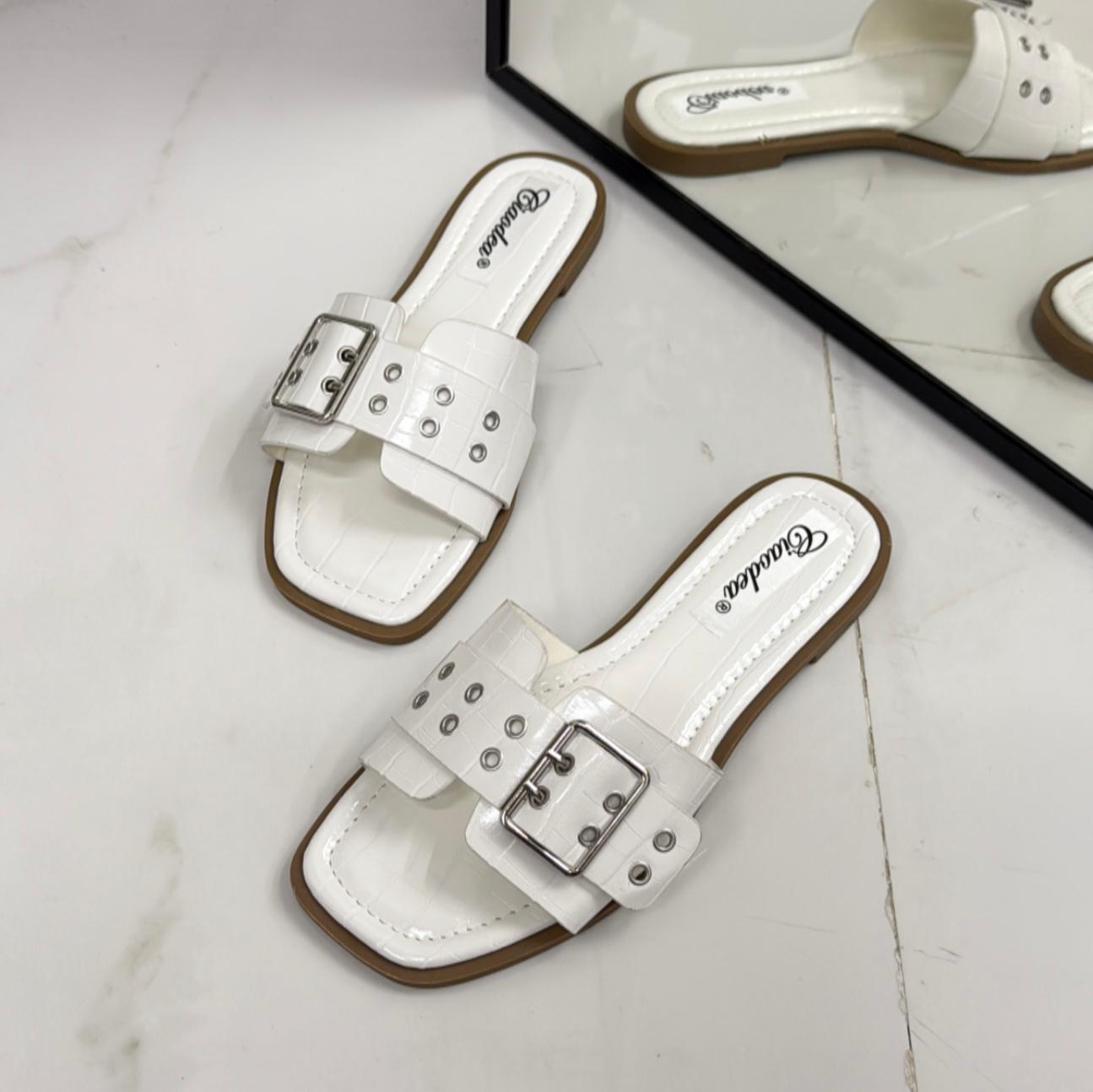 Arisa - Sandalo Ciabatte Donna Casual Comode Bianche