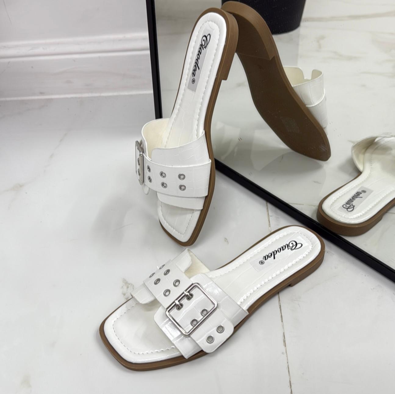 Arisa - Sandalo Ciabatte Donna Casual Comode Bianche