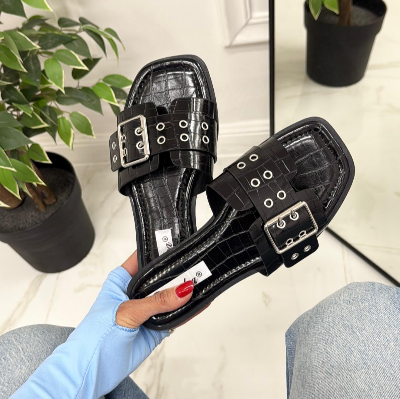 Arisa - Sandalo Ciabatte Donna Casual Comode Nero
