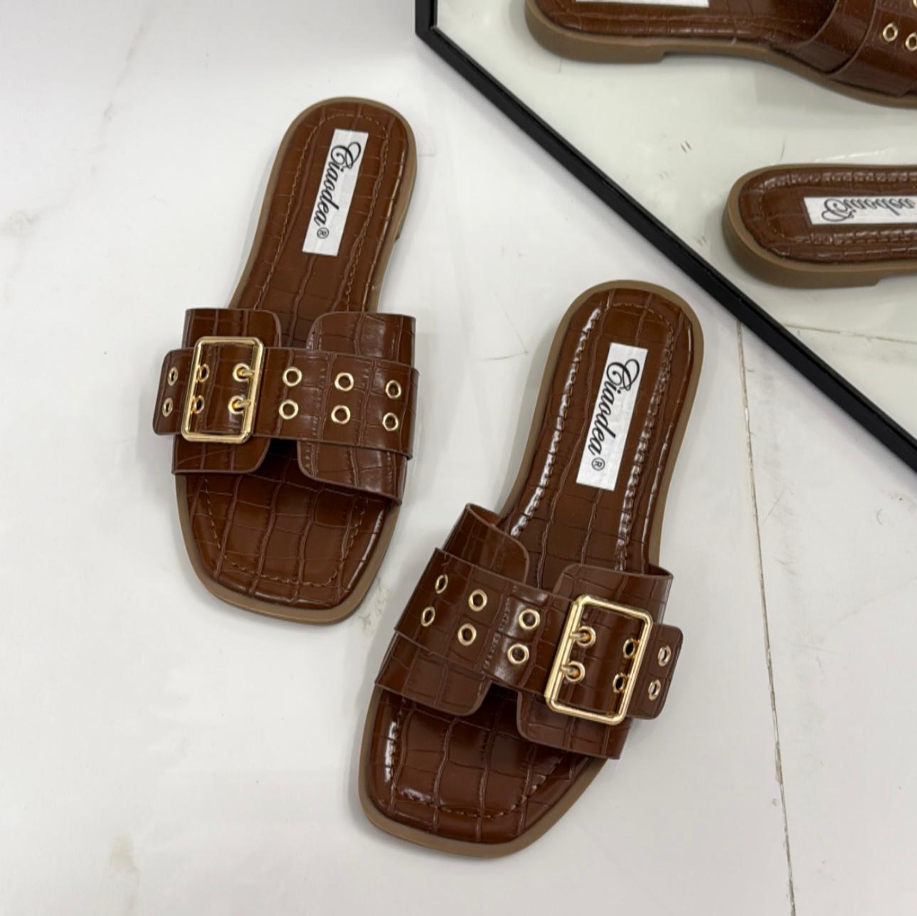 Arisa - Sandalo Ciabatte Donna Casual Comode Marrone