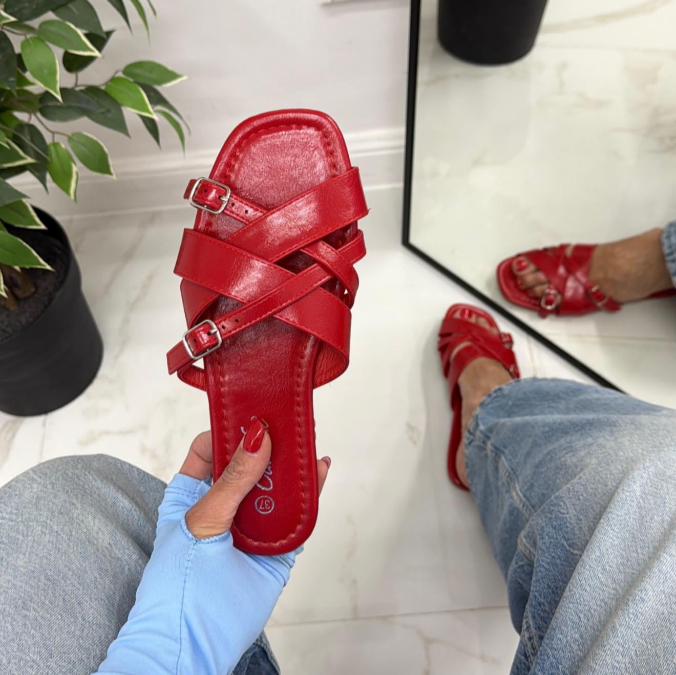 Hella - Sandalo Ciabatte Donna Casual Comode Rosse