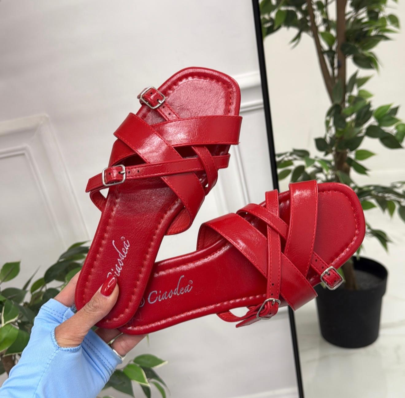Hella - Sandalo Ciabatte Donna Casual Comode Rosse