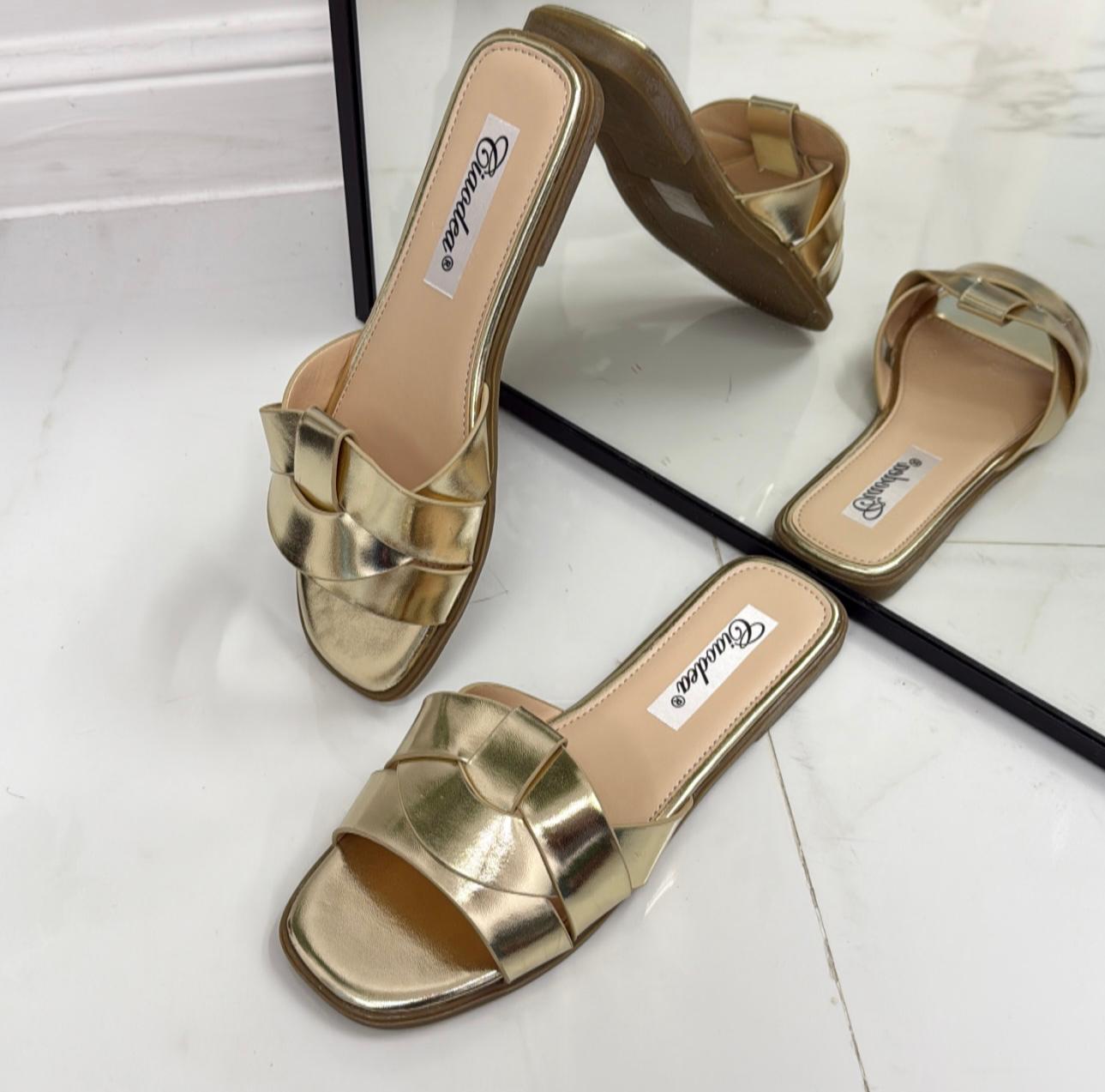 Elettra - Sandalo Ciabatte Donna Casual Comode Oro