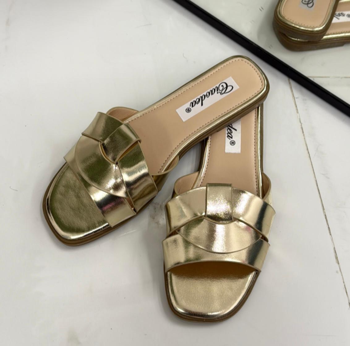 Elettra - Sandalo Ciabatte Donna Casual Comode Oro