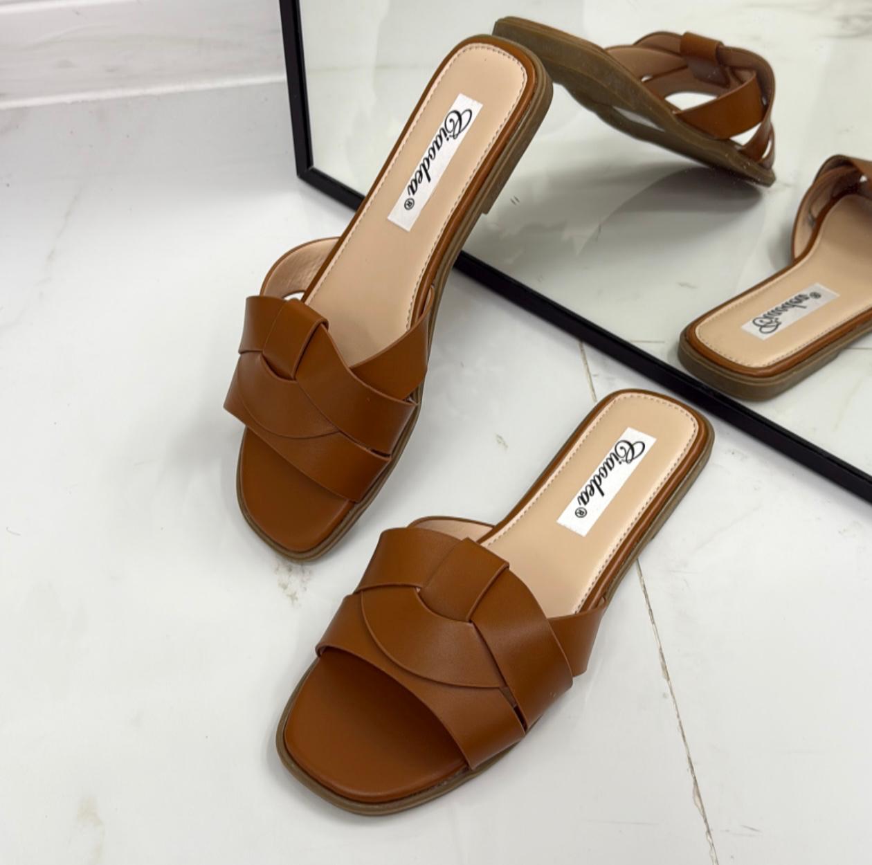 Elettra - Sandalo Ciabatte Donna Casual Comode Marrone