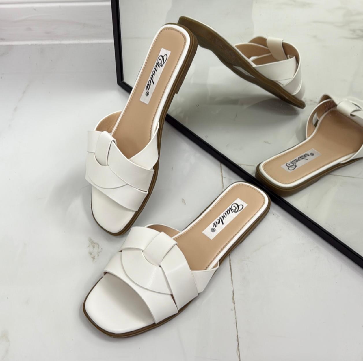 Elettra - Sandalo Ciabatte Donna Casual Comode Bianco