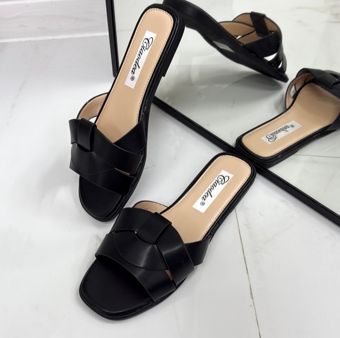 Elettra - Sandalo Ciabatte Donna Casual Comode Nero