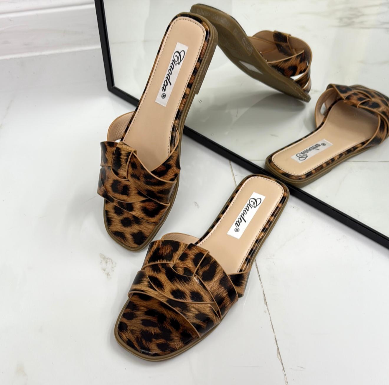 Elettra - Sandalo Ciabatte Donna Casual Comode Leopardato