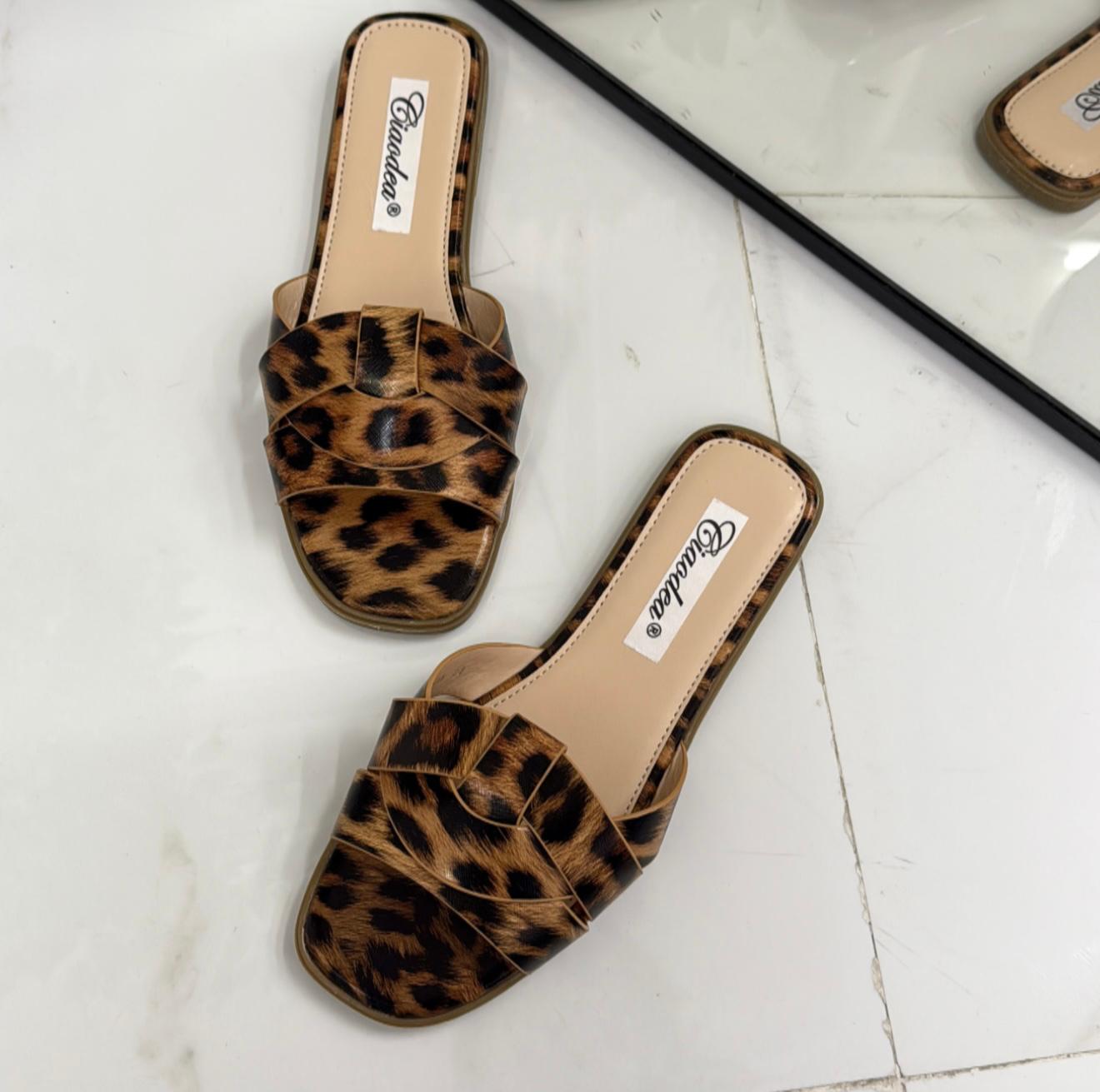 Elettra - Sandalo Ciabatte Donna Casual Comode Leopardato