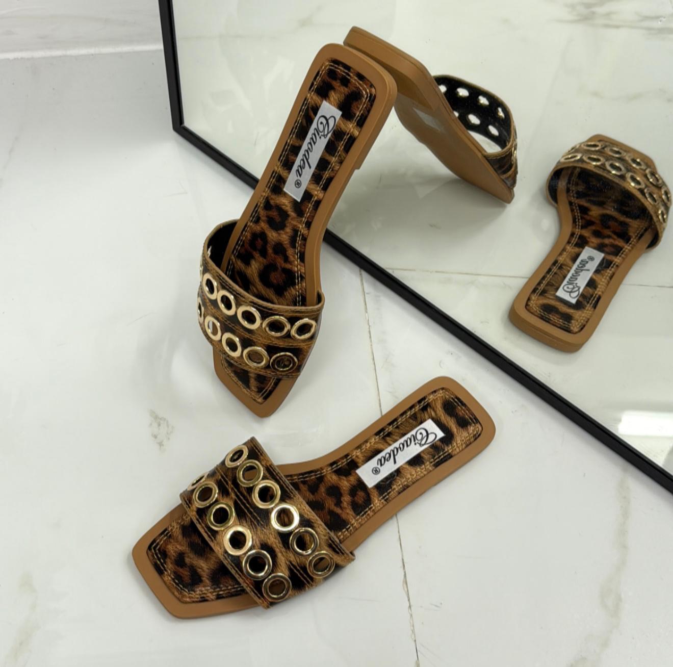 Violante - Sandalo Ciabatte Donna Casual Comode Leopardato