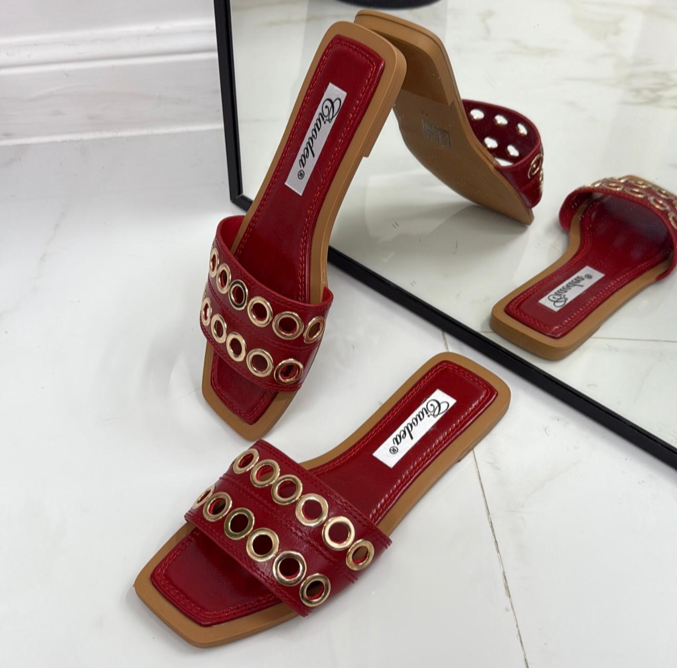 Violante - Sandalo Ciabatte Donna Casual Comode Rosse