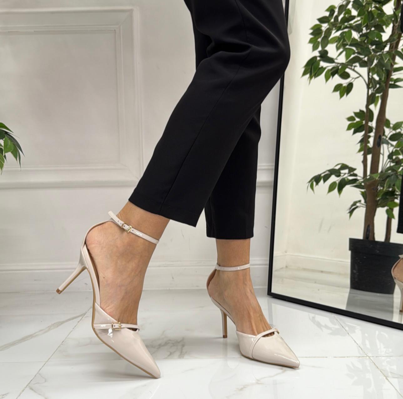 Penelope Décolleté Donna Cinturino Tacco Spillo Basso Elegante Beige