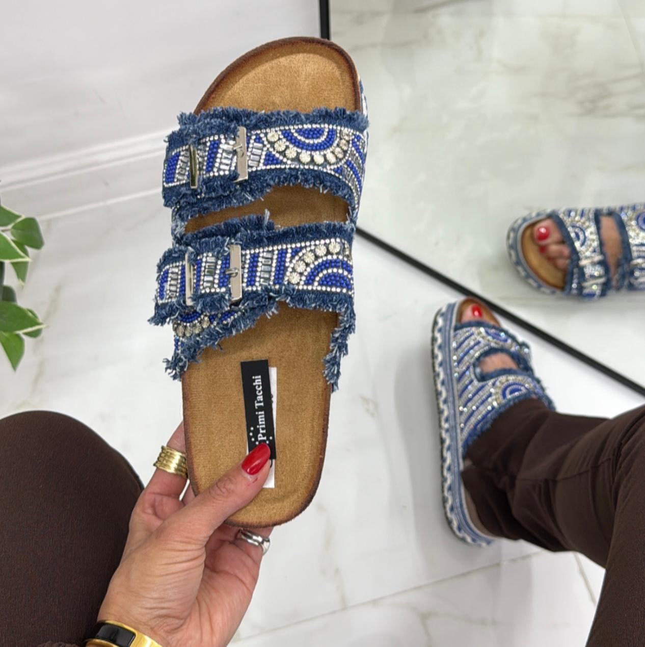 Cinzia - Sandalo Ciabatte Donna Casual Comode Blu
