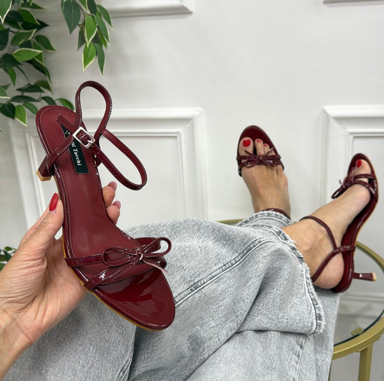 Lulù - Sandalo Donna Scarpa Tacco Punta Bordeaux
