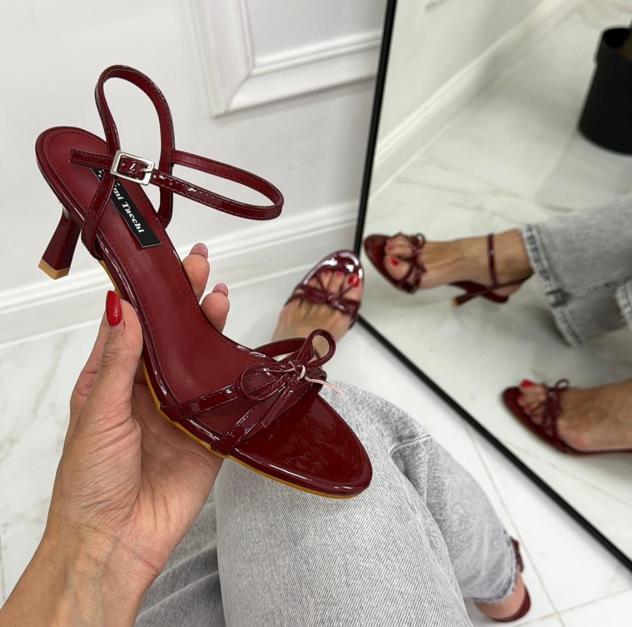 Lulù - Sandalo Donna Scarpa Tacco Punta Bordeaux