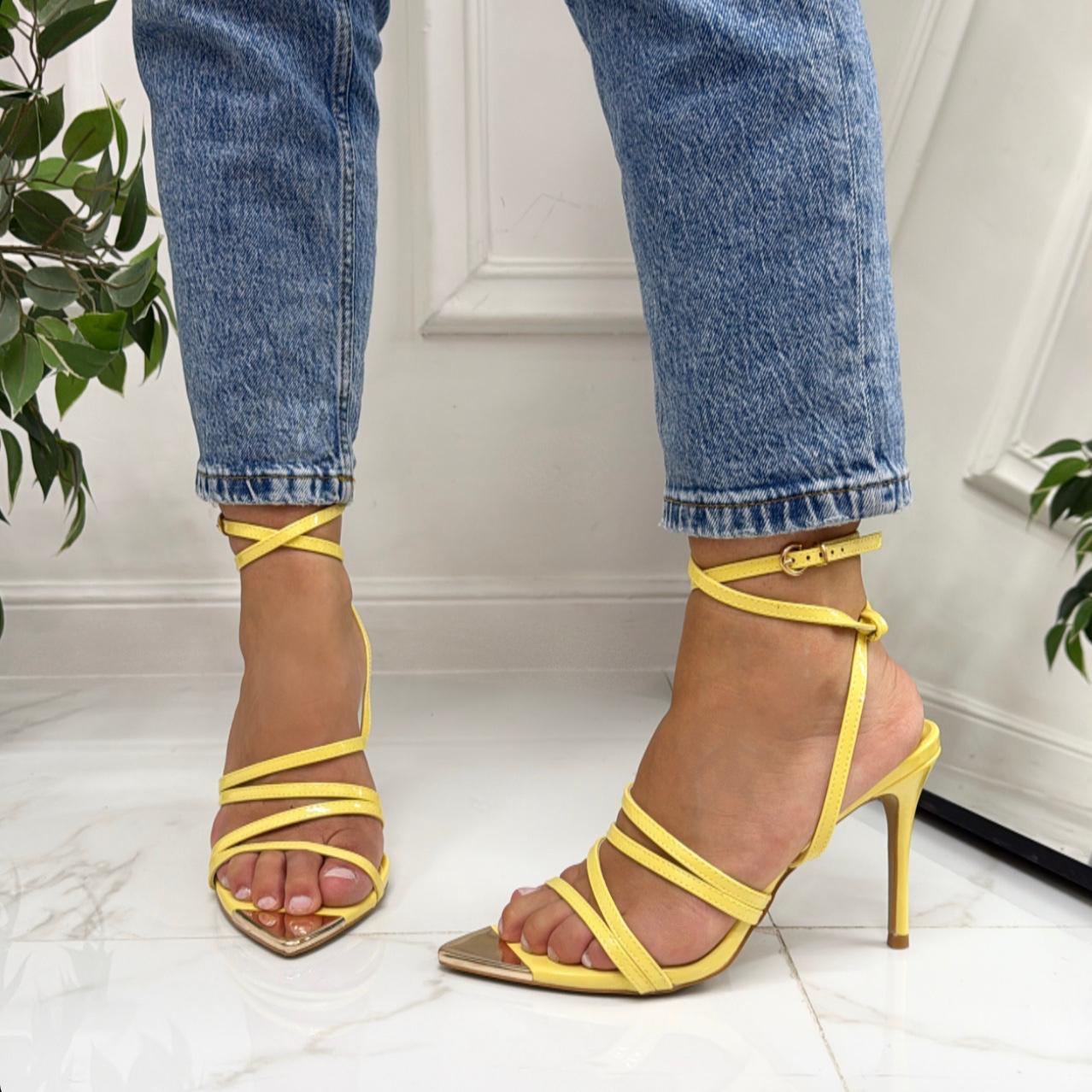Yaiza - Sandalo Donna Scarpa Tacco Punta Giallo