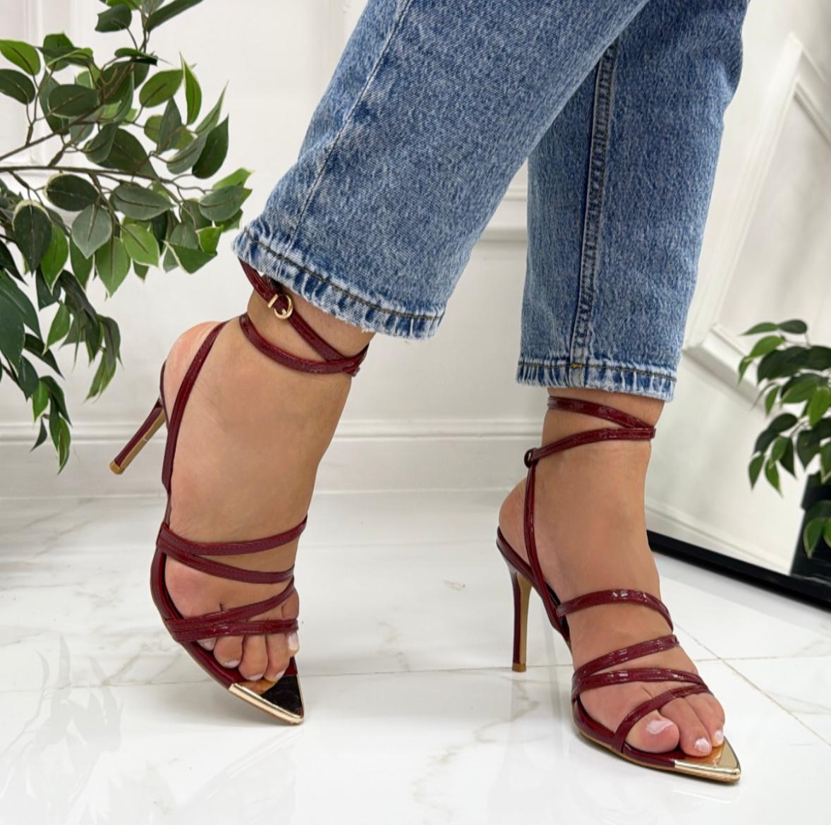 Yaiza - Sandalo Donna Scarpa Tacco Punta Bordeaux